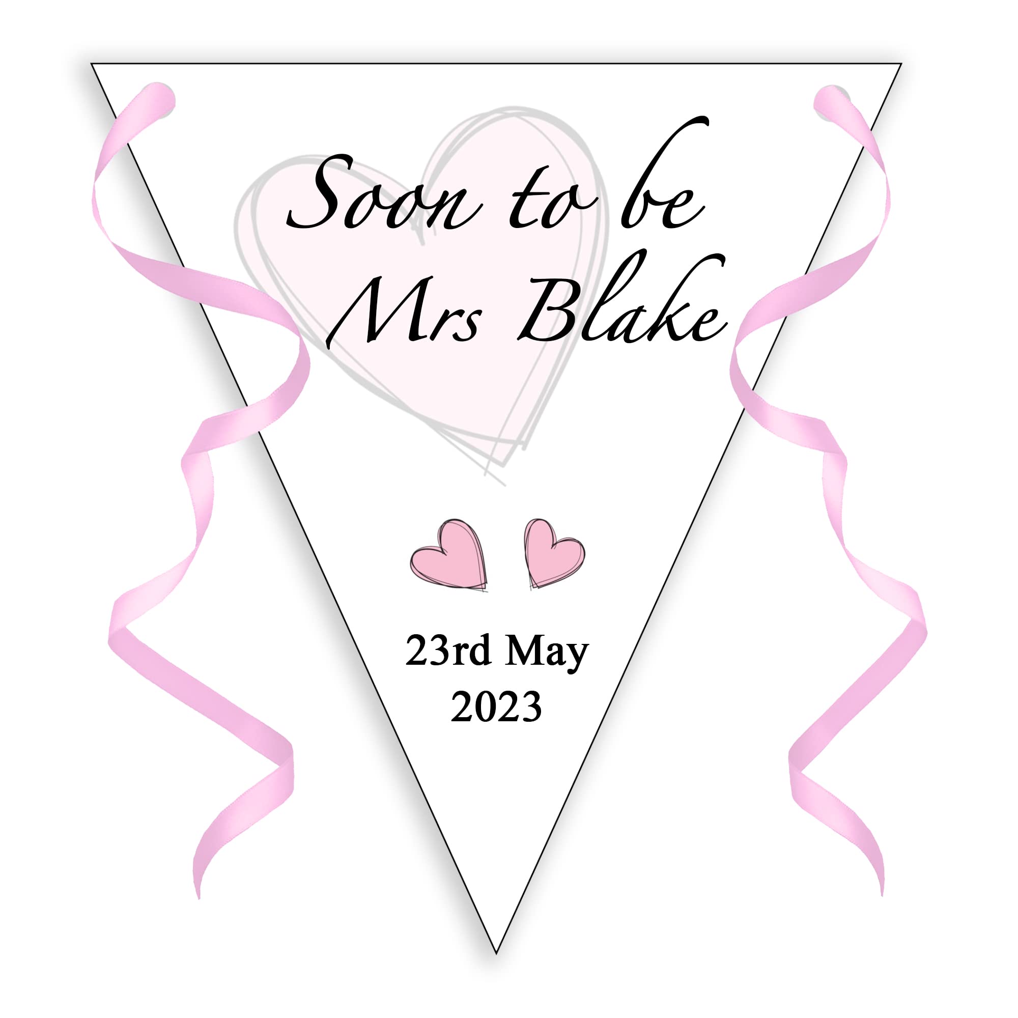 Hen Party Bunting Flag Banner Decoration Personalised 2.5 metre Soon to be Mrs Surname - 10 Flags - Any name and date!