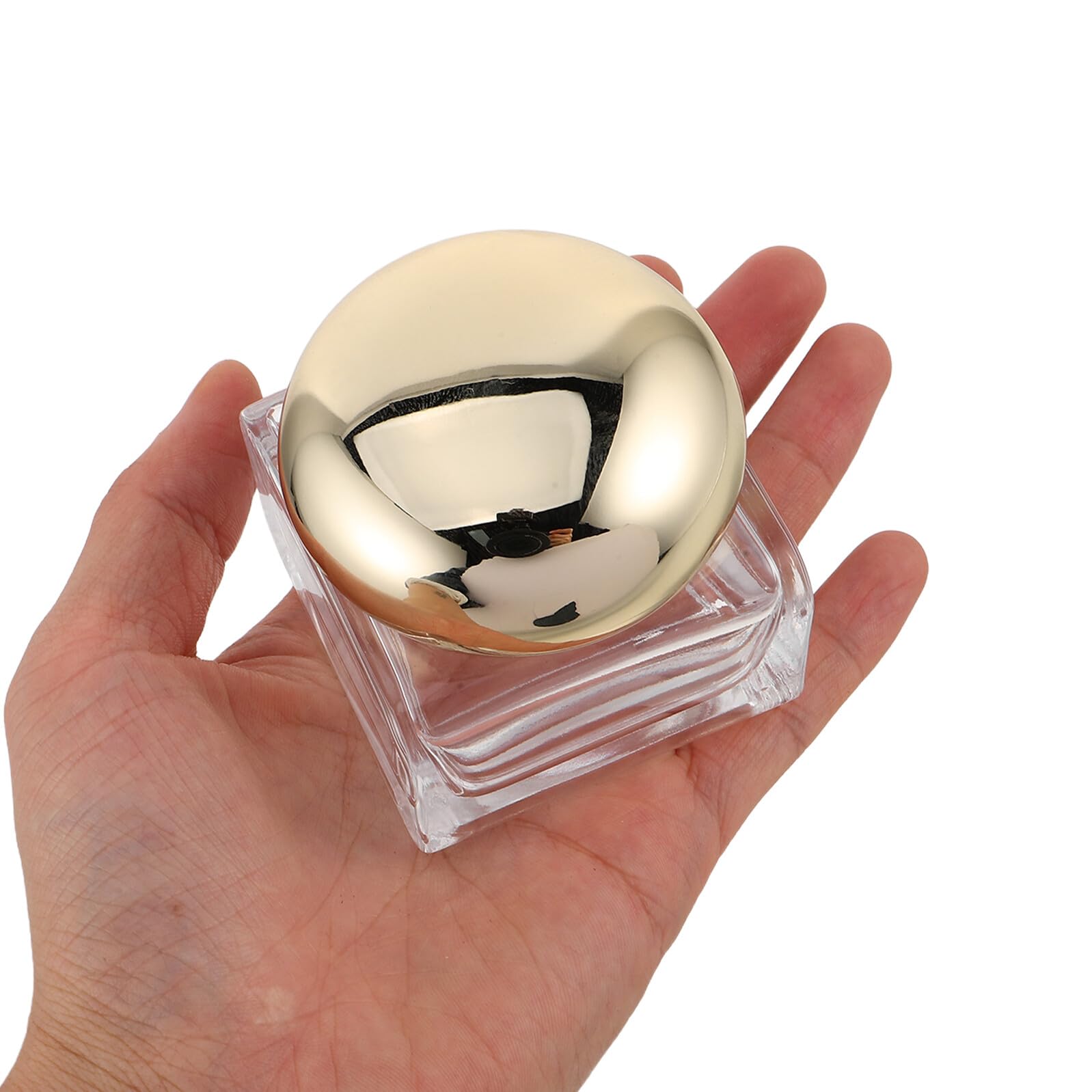 Barattolo Cosmetico in Vetro 50g, Set 3 Pezzi, Coperchio Oro