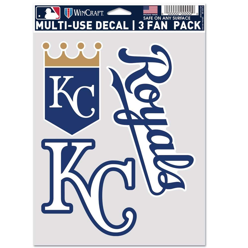 WinCraftMLB Kansas City Royals Decal Multi Use Fan 3 Pack, Team Colors, One Size