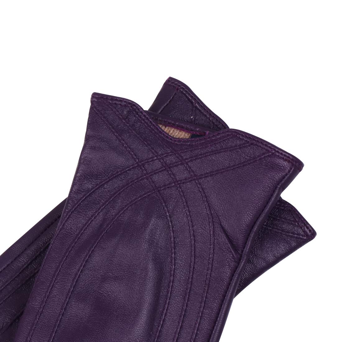 Guantes de cuero para mujer, piel de cordero italiana, guantes de cachemira cálidos para invierno