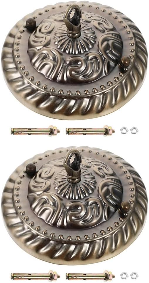 Uonlytech 2pcs Vintage Pendant Light Canopy with Hooks Ceiling Plate for Chandelier Ceiling Lamp Decorative Canopy with Unique Design Multipurpose Lighting Fixture for Home Decor