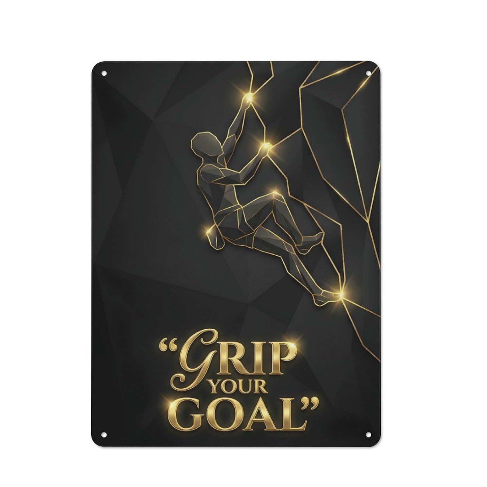 Tin Wall Plaque 40x30cm with Climber with Golden Outline for Café Or Restaurant, Housewarming Present for People Styling Café And Restaurant