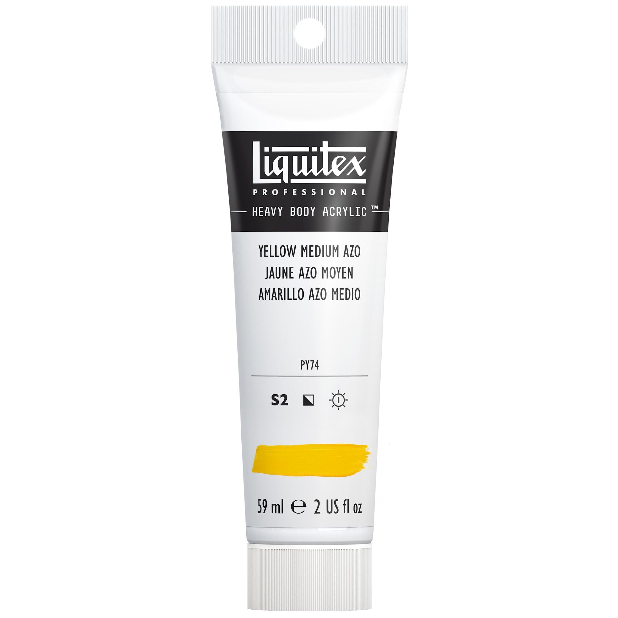 Liquitex 1045412 Professional Heavy Body Acrylfarbe in Künstlerqualität mit ausgezeichneter Lichtechtheit in buttriger Konsistenz, 59ml Tube - mittelgelb Azo