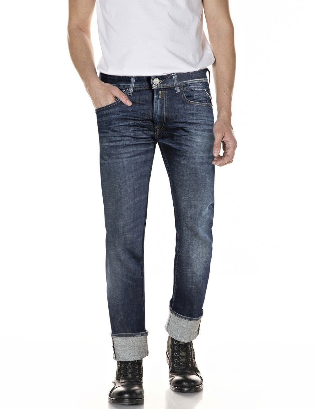 REPLAY Men's Grover Jeans, 007 Dark Blue, 29 W/34 L