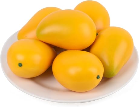 Artificial Mango, 6PCS Fake Fruit Simulation Lifelike Model Home House Kitchen Party Decoration Desk Ornament Yellow