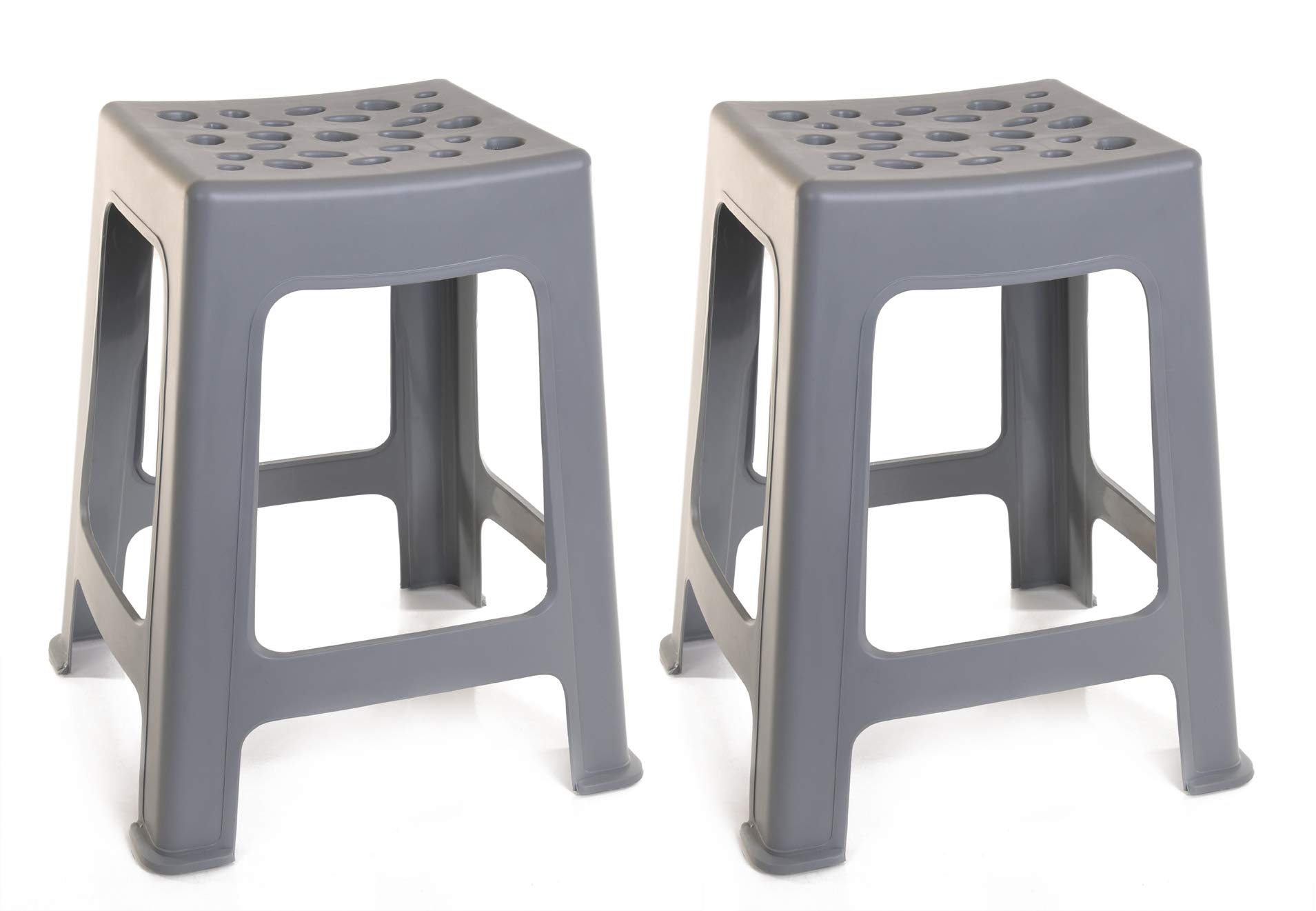 Mintra Home Light Duty Plastic Stools 2pk (18in Height, Grey)