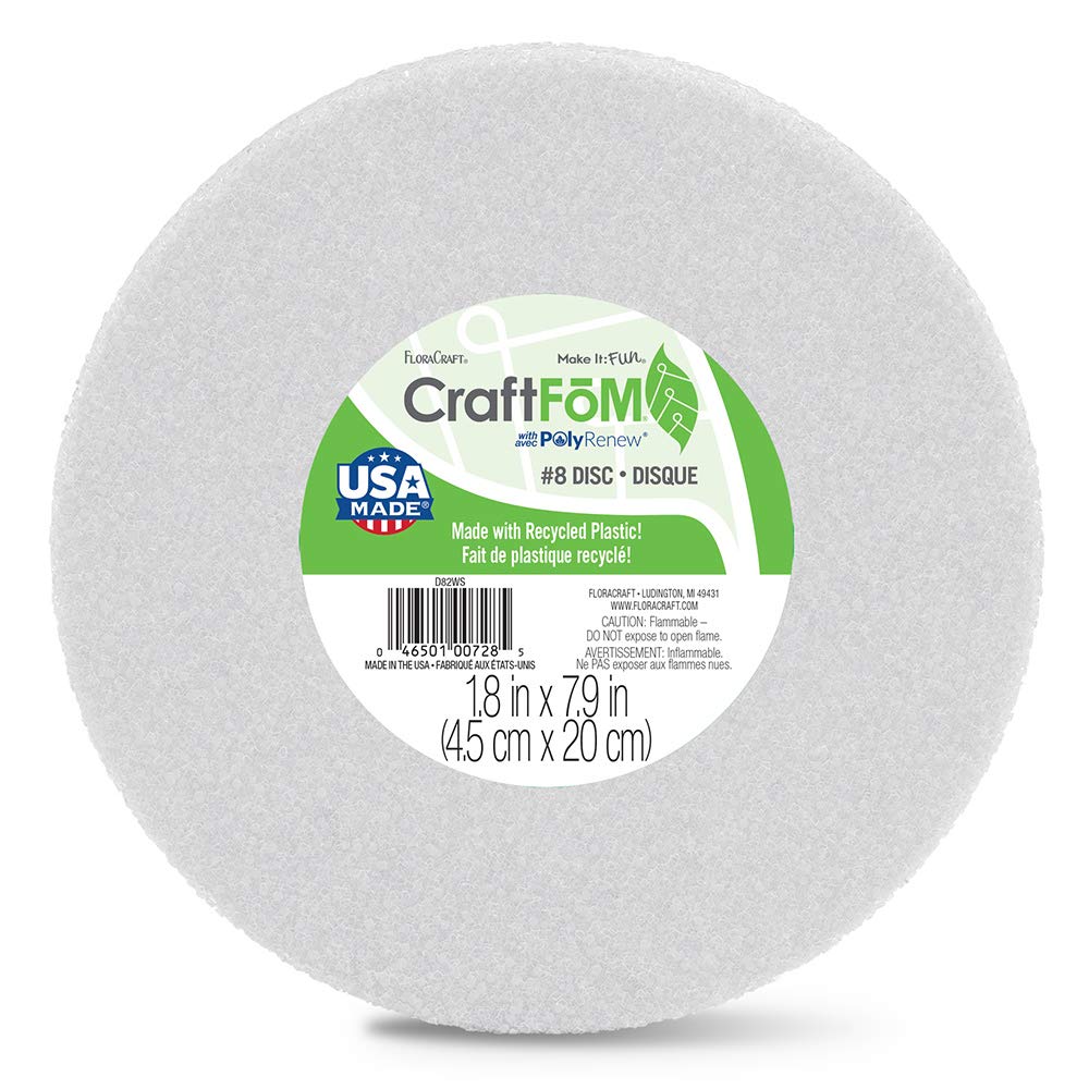 FloraCraft Styrofoam Disc 1.9 Inch x 7.8 Inch White