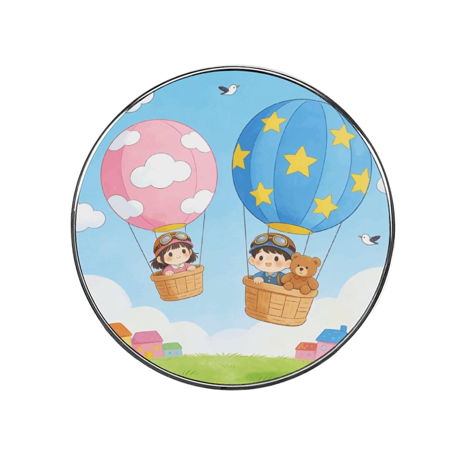 Hot Air Balloon Double Customizable Refrigerator Magnets, Strong Magnetic Fridge Stickers, Funny Round Decorative Fridge Magnets for Home Kitchen, Whiteboard, Locker, and Office
