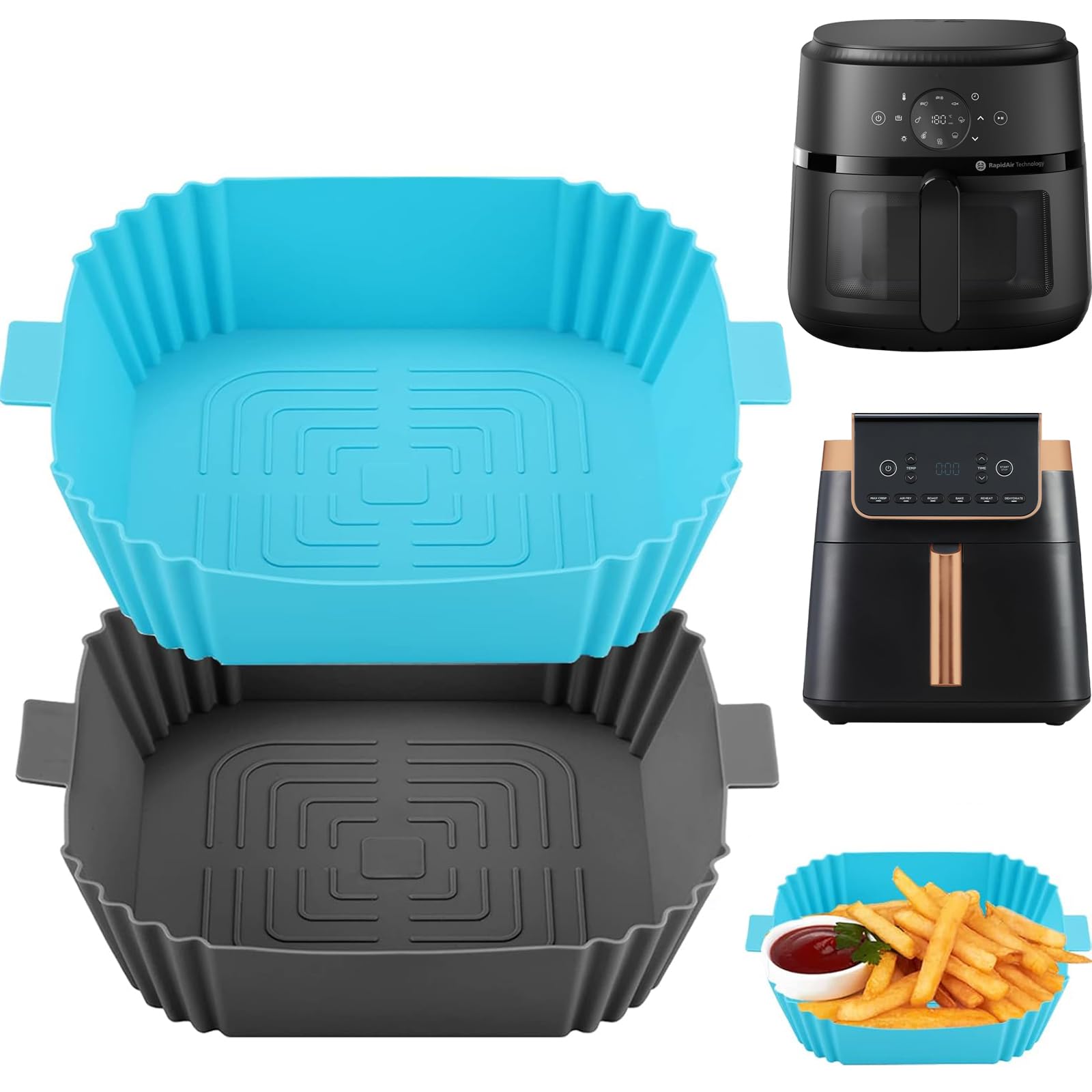 Molde Silicona Freidora de Aire-2 Piezas Accesorios Freidora Sin Aceite Moldes Silicona Freidora Aire Compatible con Cecotec Cosori 5,5 l,AccesoriosFryer Para De Aire
