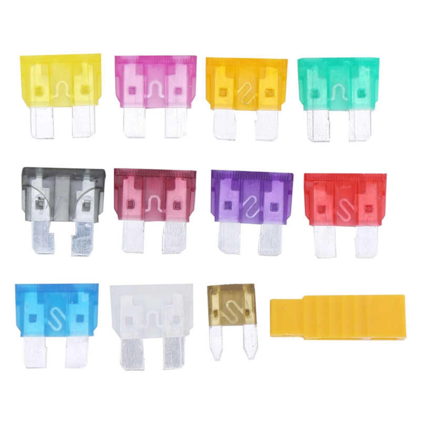 Kit de fusibles de cuchilla de 330 piezas, tamaño pequeño, mediano, mini, surtido de 2A-40A con fusible de cuchilla de clips amarillos