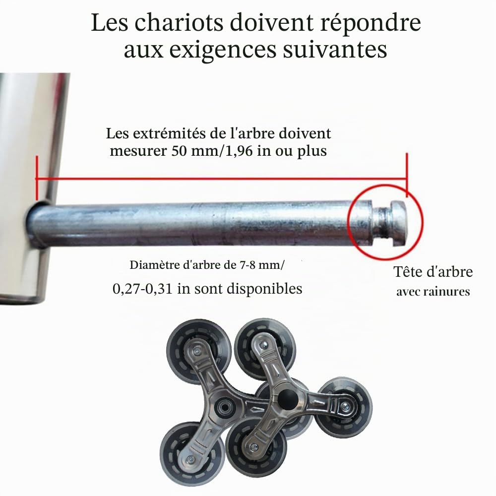 1 paire de roues de chariot de chariot à roulettes, chariot de courses, roues d'escalade triangulaire, roulettes en fer très résistantes de rechange