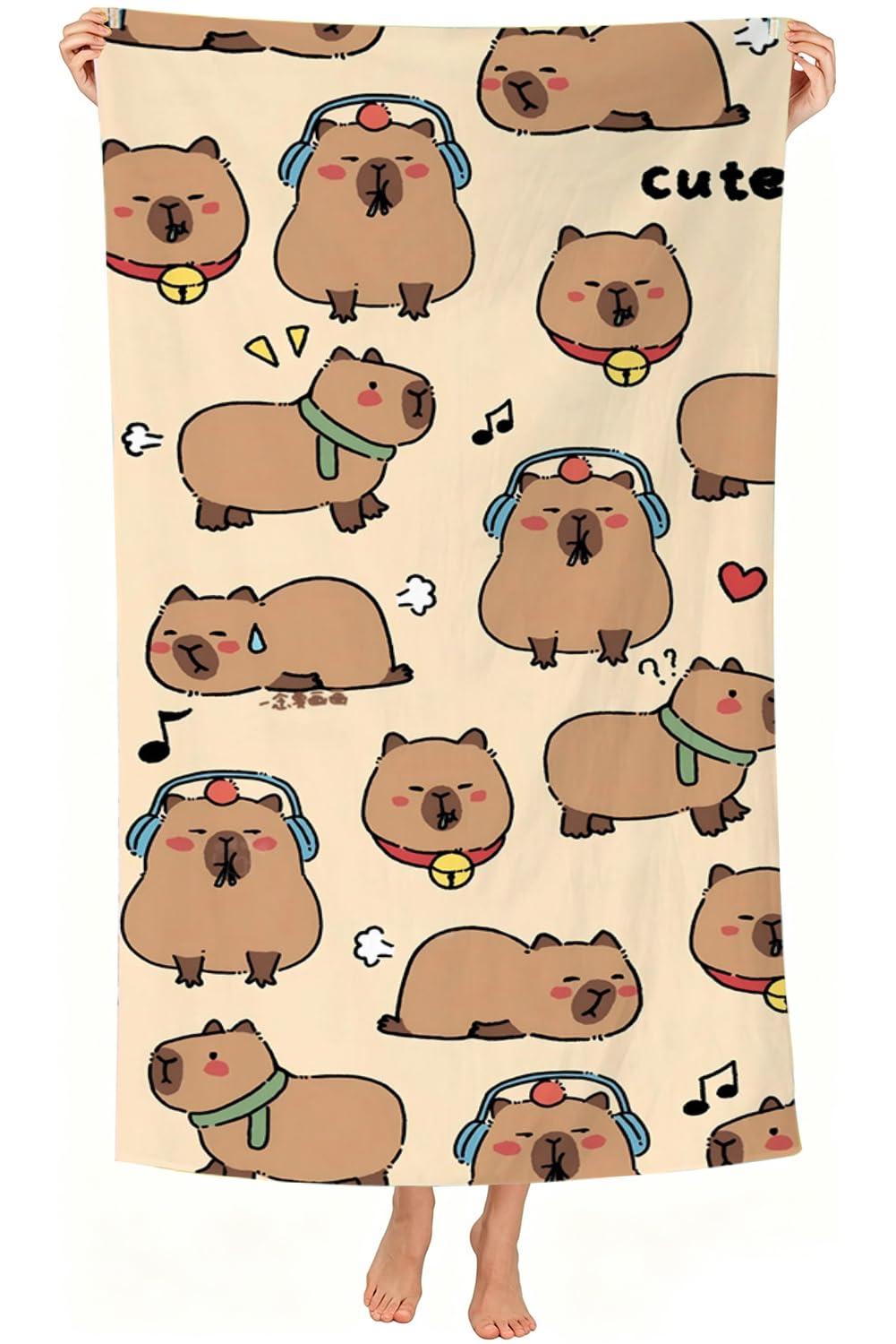 MIFKLMV Capybara Beach Towel Quick Dry Microfibre Beach Towel Swim Yoga Pool Beach Accessories for Adults Women Men Beach Essentials Accessories Vacation Gift 140x70cm