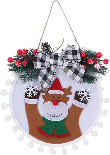 Adornos de Navidad de alce, adornos de árbol de Navidad de 13.4 pulgadas, adornos colgantes de alce, pino, aguja de pino, lazo de bayas,