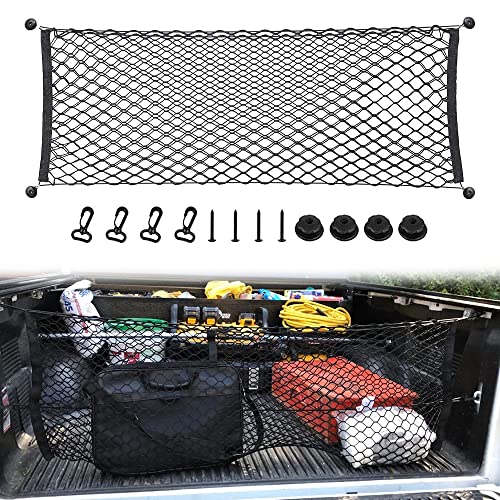 Lifronkit Truck Bed Cargo Net Stretchable, Adjustable Cargo Storage Elastic Mesh Net Organizer With Hooks,Truck Bed Grocery Holder With Hooks For Suvs, Cars And Trucks, 47.2X18.1 Inch #TOP21
