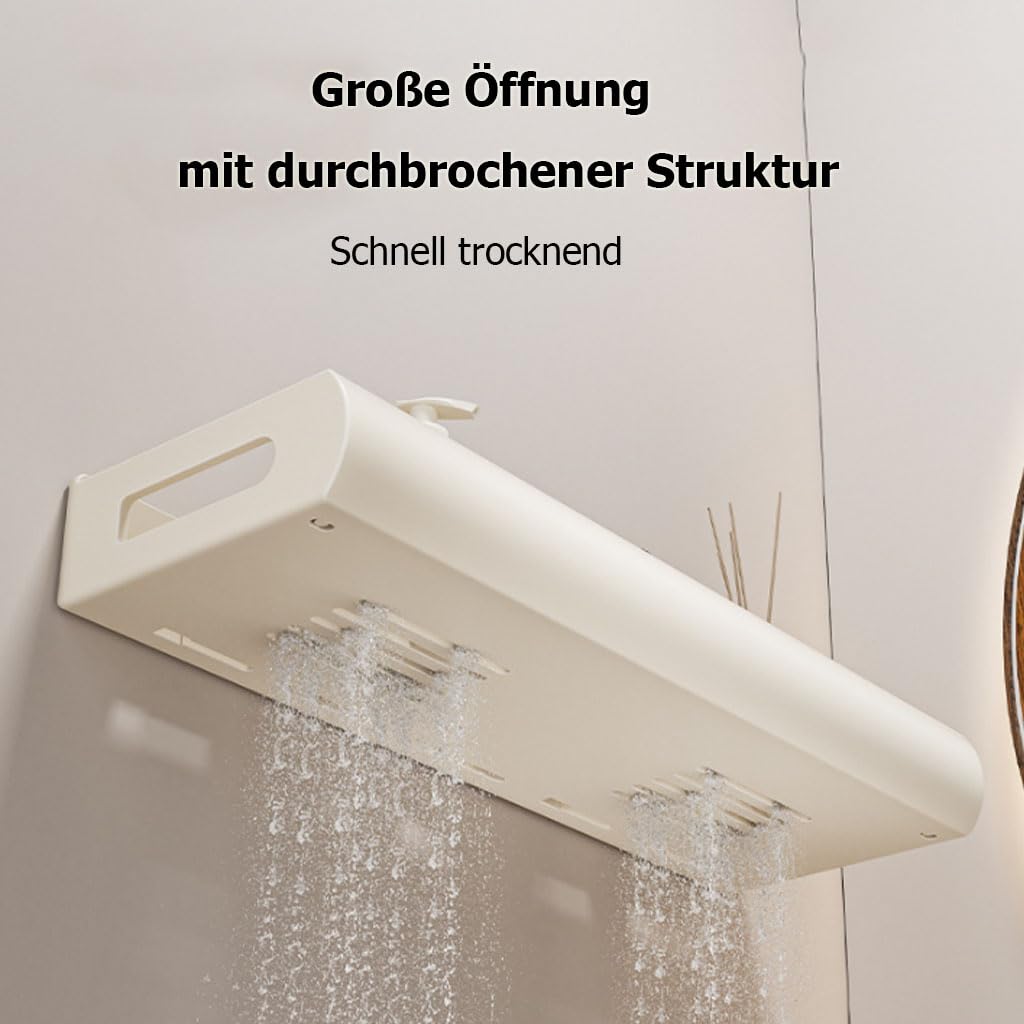 Estante de Ducha sin Taladro, Estante de Pared Plano, Organizador de baño con Cesta de Pared para cosméticos, Organizador de baño con toallero para artículos de higiene,B,60cm