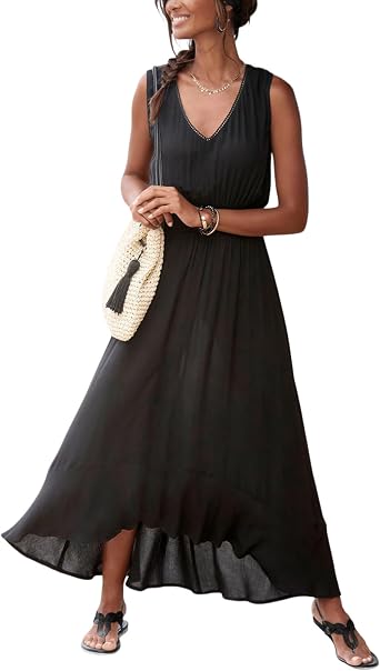 LASCANA Womens V-Neck Maxi Dress