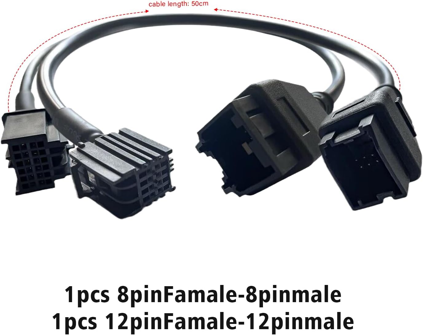 SGW Extension Cable for FCA 12 8 Adapter, Fit for Chrysler car After 2018, Compatible with Jeep Gladiator 2020+, Jeep Wrangler JL 2018+ Ram 1500 2019+, RAM TRX 2021+(Black,2 PCS)