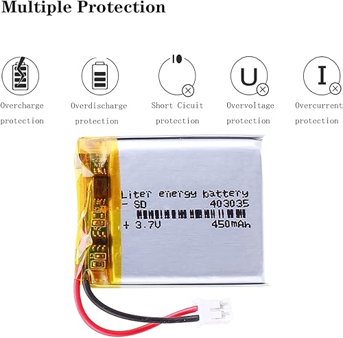 Miniatura 3 de Liter energybattery Batería recargable del polímero de iones de litio de la batería 403035 del polímero de litio de la batería 450mAh de 3.7V Lipo