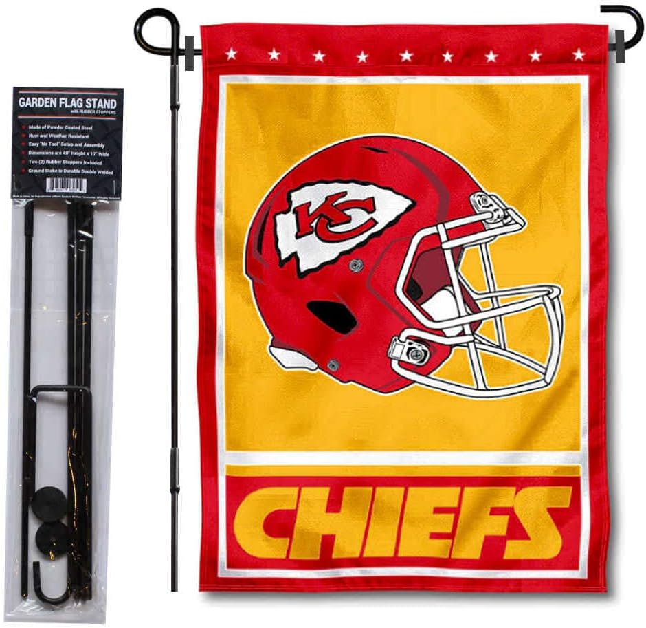 Kansas City Chiefs Football Garden Flag and Pole Stand Holder