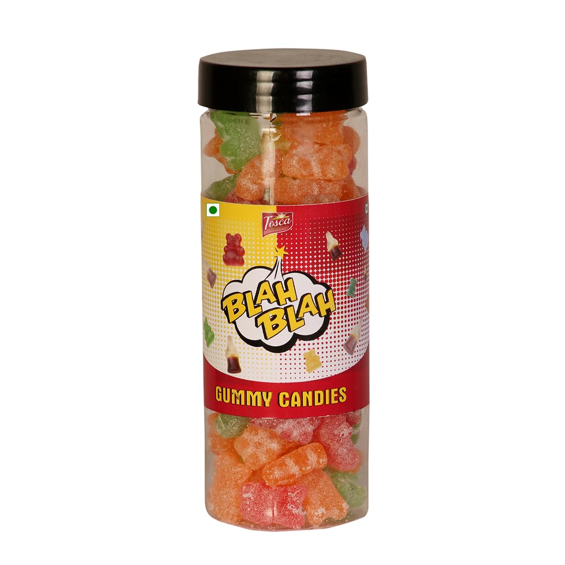 Tosca Blah Blah Fizzy Bear Gummies - 100% Vegetarian, Gelatine-Free, Imported Sugar-Sprinkled Gummy Bear Candy, Assorted Fruity Flavors- Perfect for Kids and Adults (180 gm)