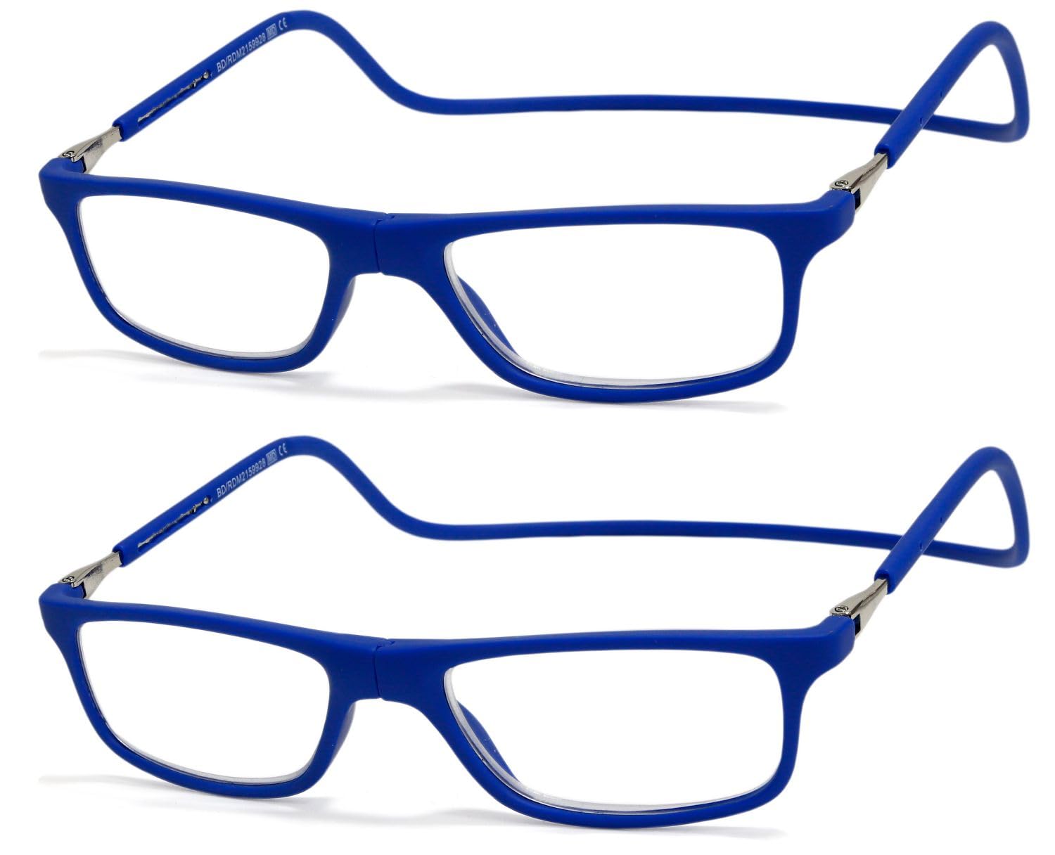 NEW VISION Gafas Presbicia Hombre 2 PACK, Gafas de Presbicia Cierre Imán, Longitud Ajustable, Gafas De Lectura para Hombre y Mujer, NV2904 (2AZULC7, 2.5, x)