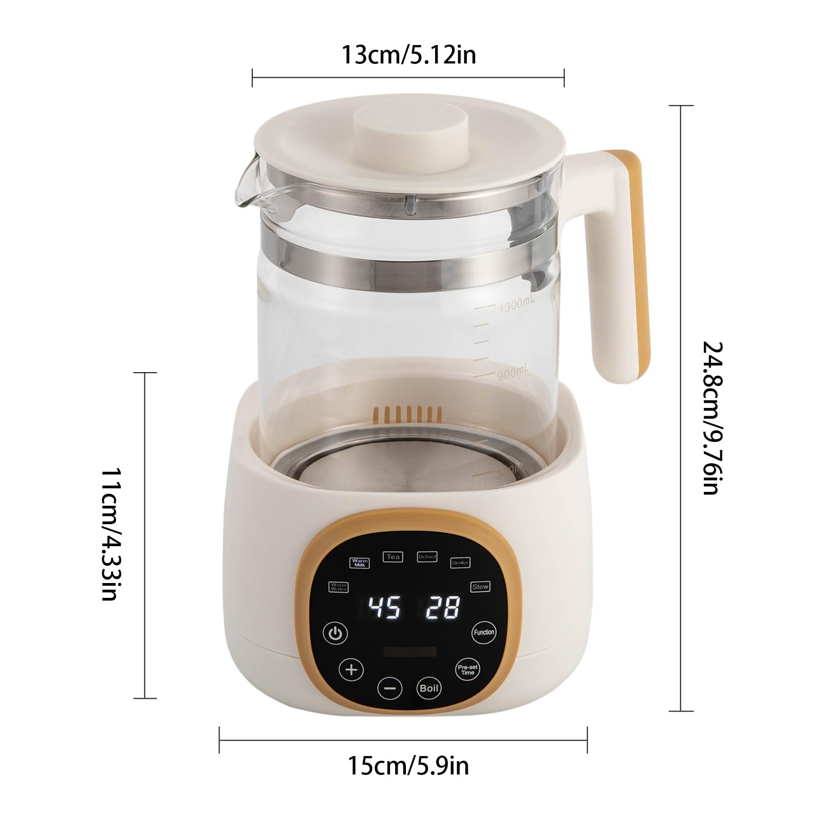 MINRS scaldabiberon per neonati, 72 ore, scaldabiberon per bambini, con funzione di mantenimento in caldo, controllo della temperatura, funzione memoria, display digitali LED, 1,3 l