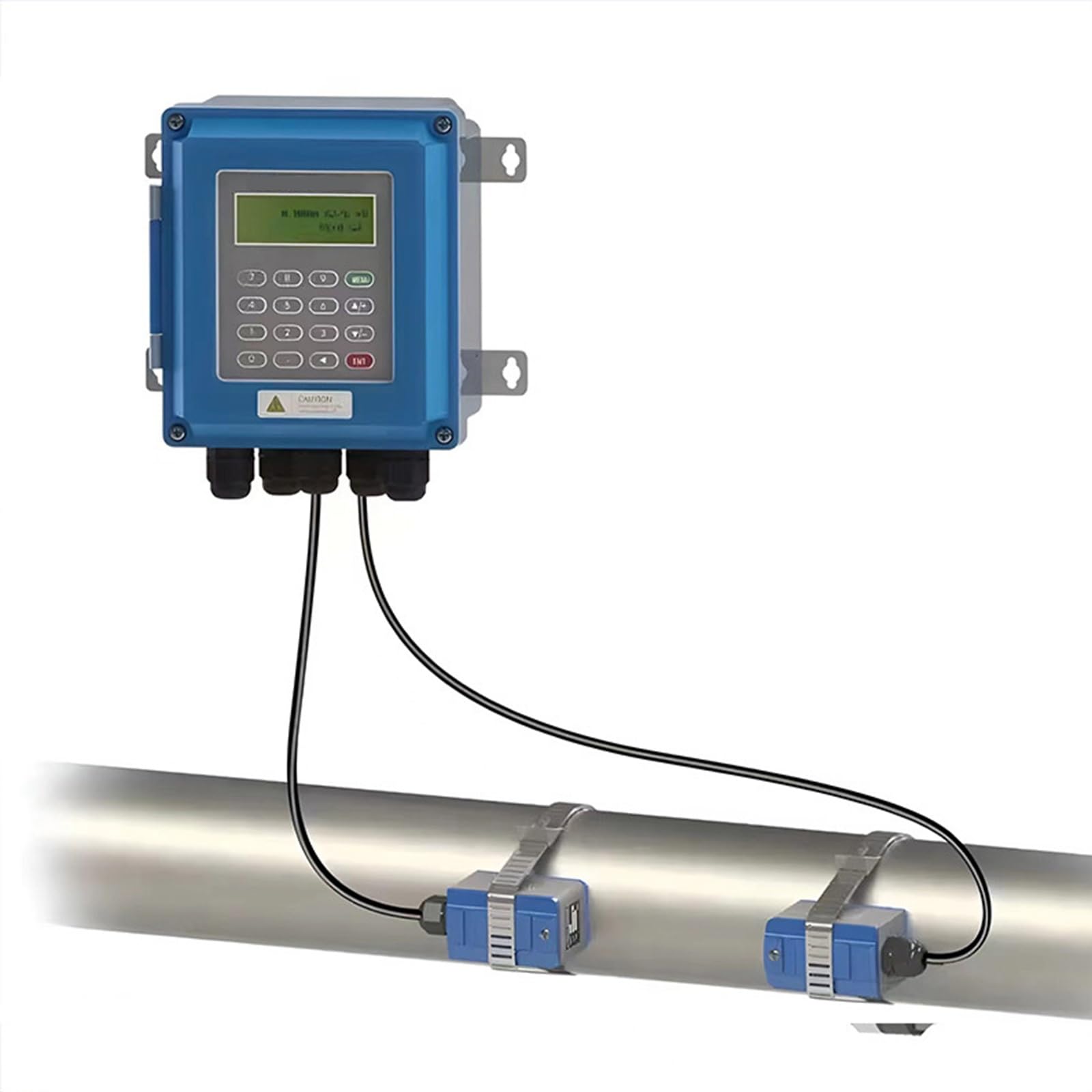 Ultrasonic Flow Meter Non-Invasive Flow Measurement Digital Flow Meter Wall Mounted Clamp-On Flowmeter Counter Industrial Pipelines High Accuracy