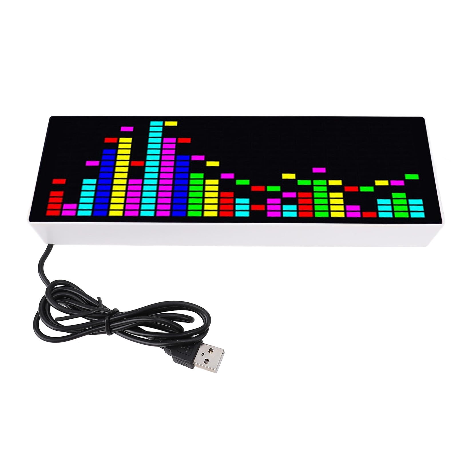 Pantalla LED de Espectro Musical, Visualizador de Audio de 384 LED RGB, Control de Cable de Voz con 12 Modos de Visualización, Reloj Electrónico y 3 Alarmas, para el Hogar, Fiesta,