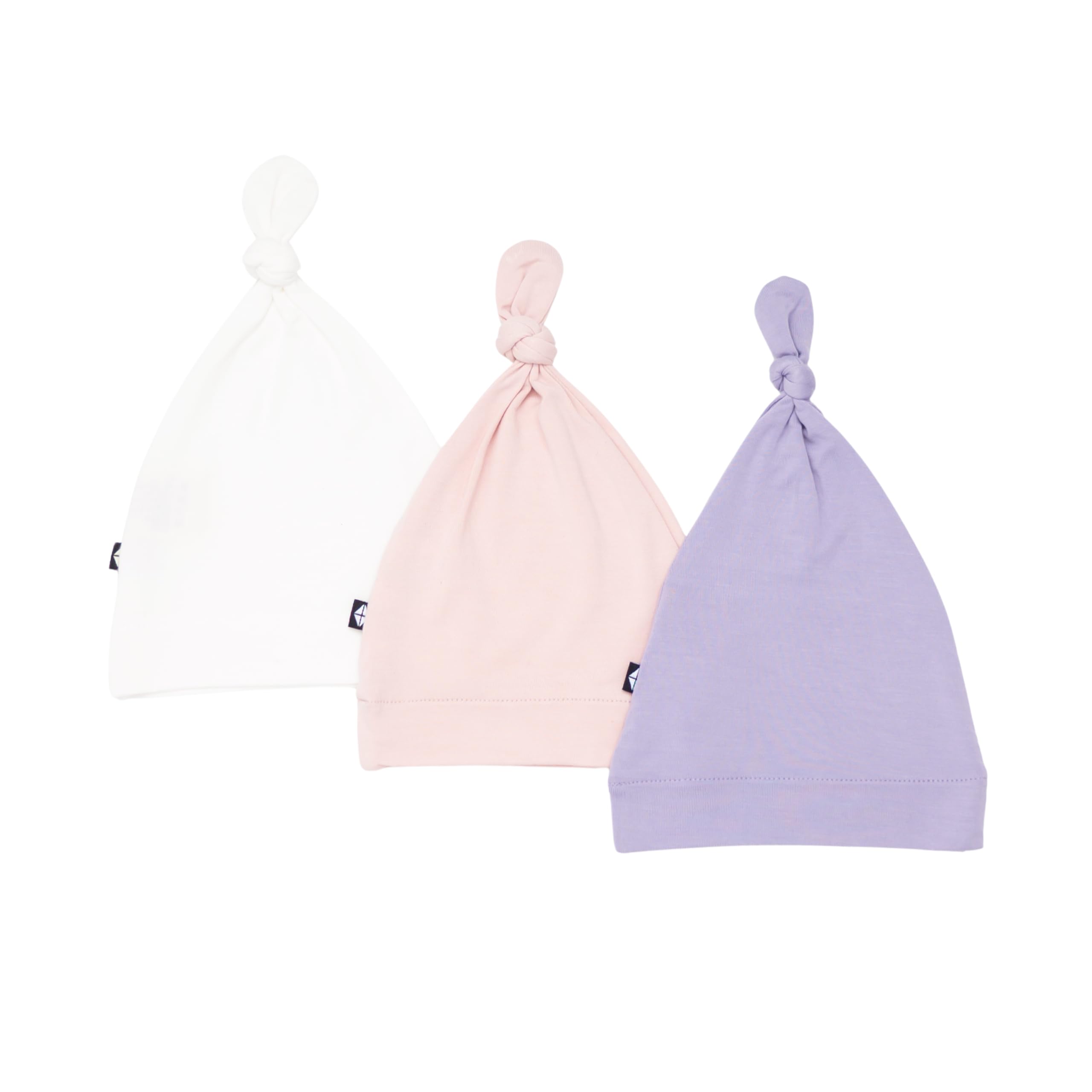 KYTE BABY Rayon Made from Bamboo Baby Beanie Hats - Super Soft Knotted Caps Available in Pattern and Solid Colors - 3 Pack, Fog/Cloud/Slate, Newborn — view 4
