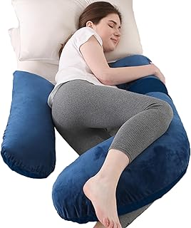 Pregnancy Pillows, Maternity Pillow and Pregnancy Must Haves, Full Body Pillow for Pregnancy Women with Removable Cotton Cover, Dark Blue