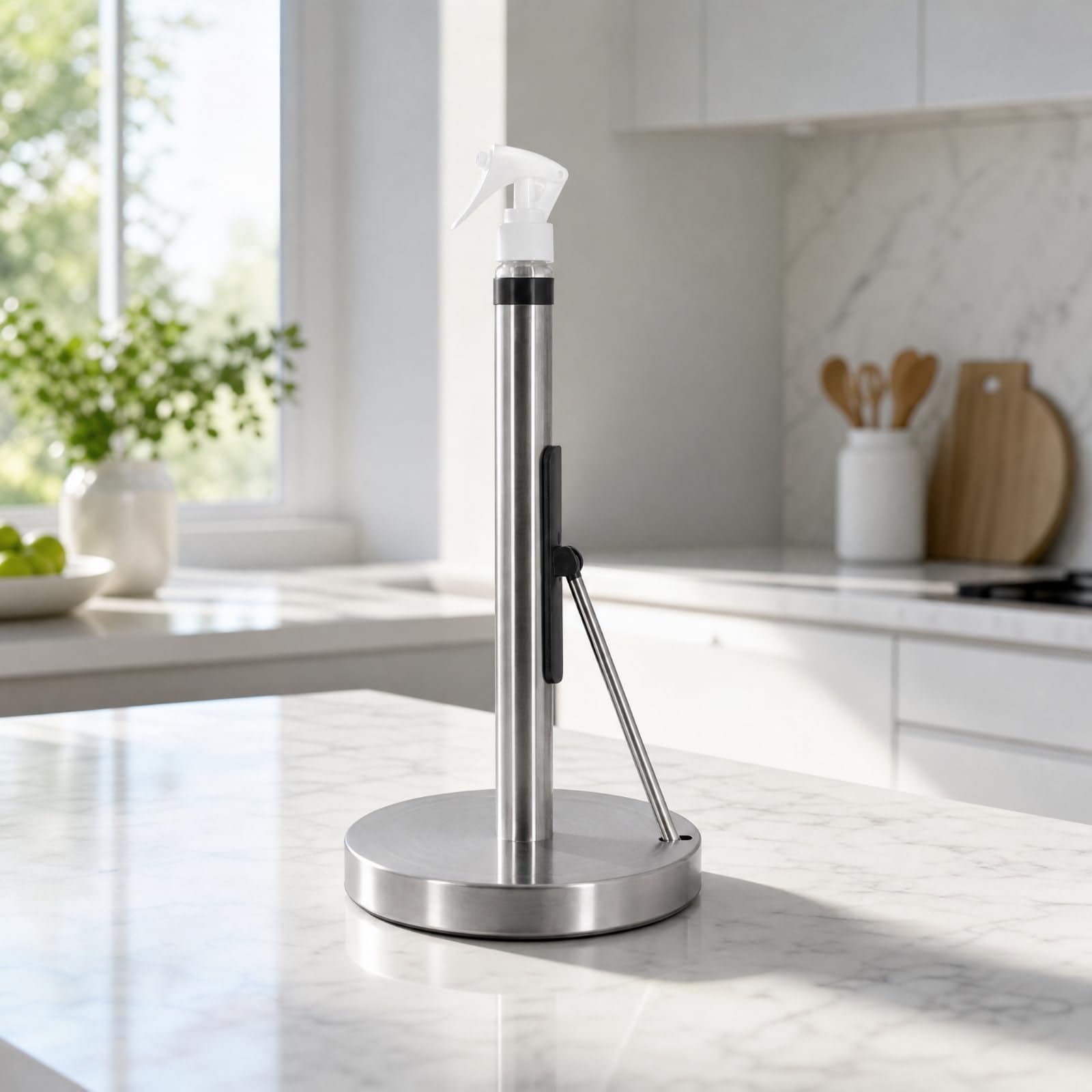 Porte-Essuie- Comptoir En Acier Inoxydable Support En Acier Inoxydable Base Pratique pr Cuisine