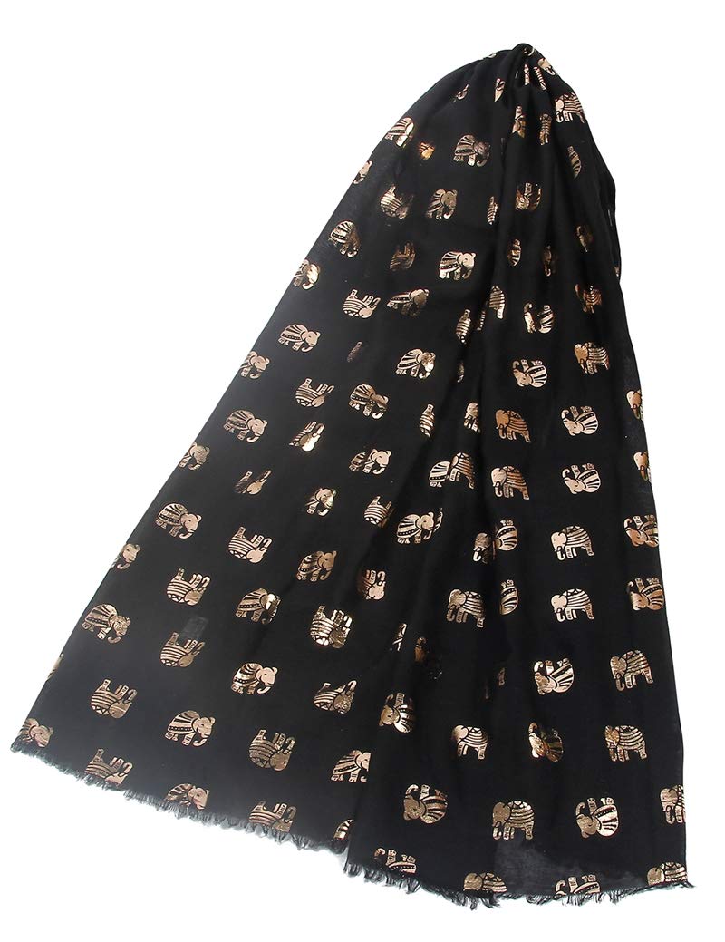 The Olive House Women's Black The Olive House® Metallic Elephant Scarf