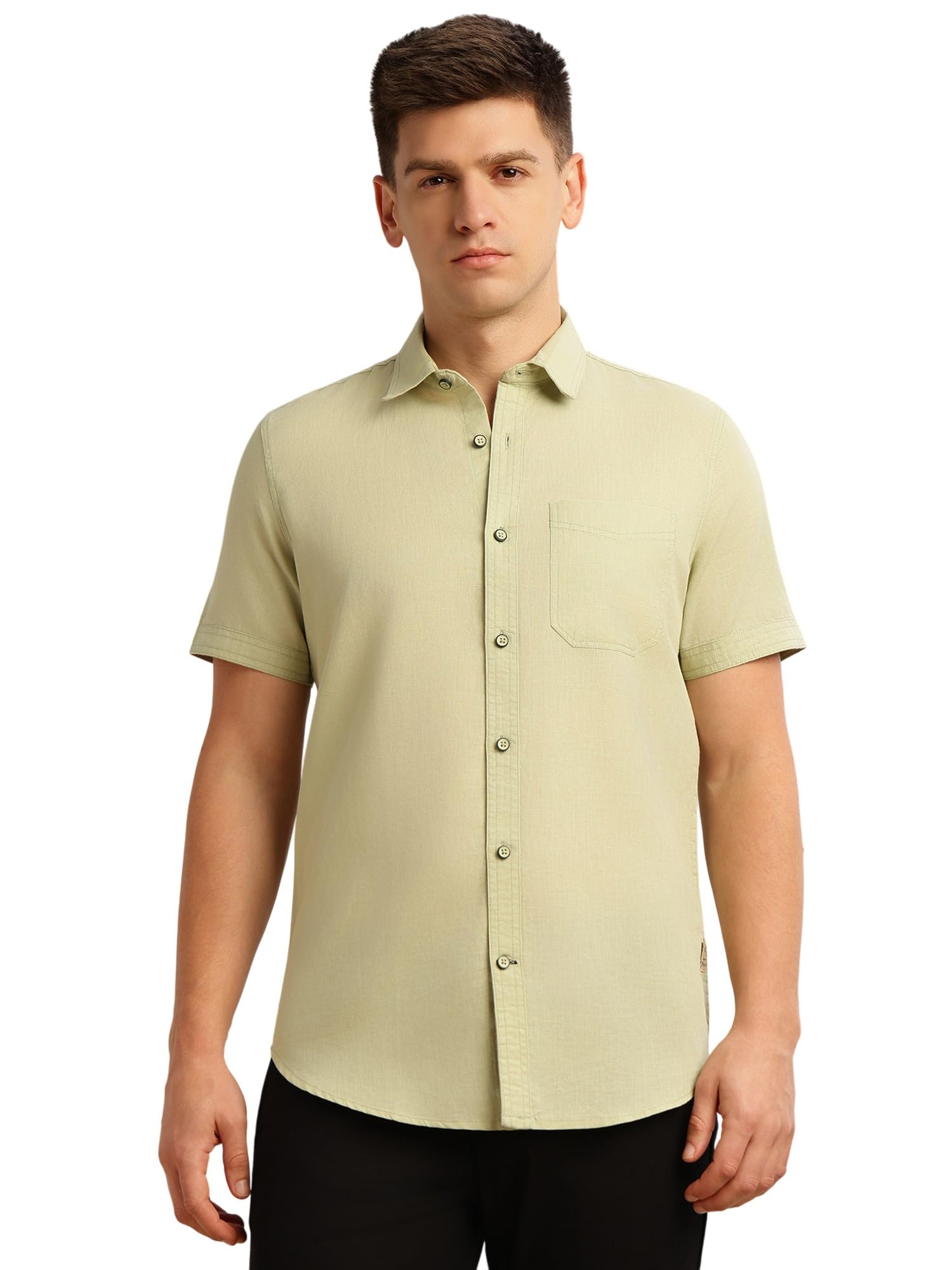 thomas scott Men's | Solid | Half Sleeve | Regular Fit | Premium Irish Linen | Spread Collar | Casual Shirt-picture-28