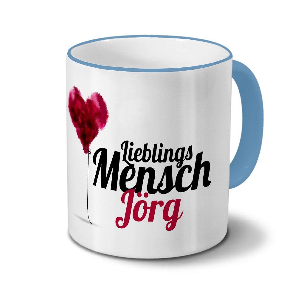 Personalisiert Tasse Mit Namen Jürgen – Motiv „Lieblingsmensch“, 325 Ml, Rot, Spülmaschinenfest