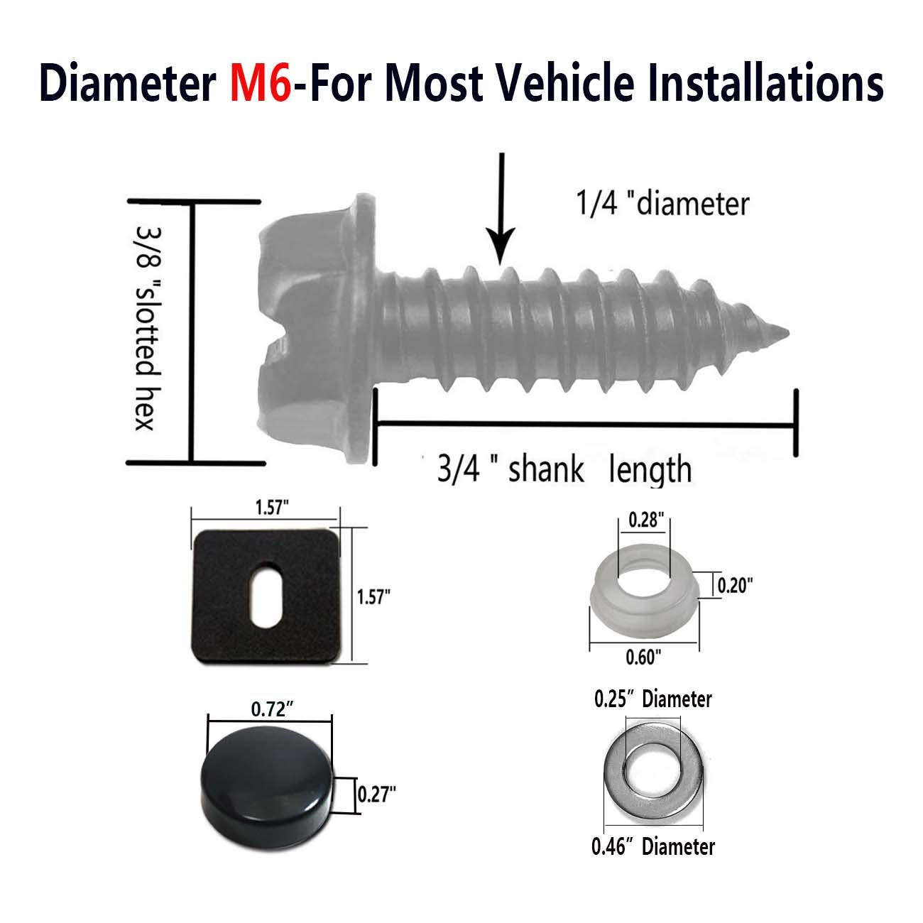 200 Zinc Plated License Plate Screws – Hex Head Self-Tapping For Car Dealers & DIY