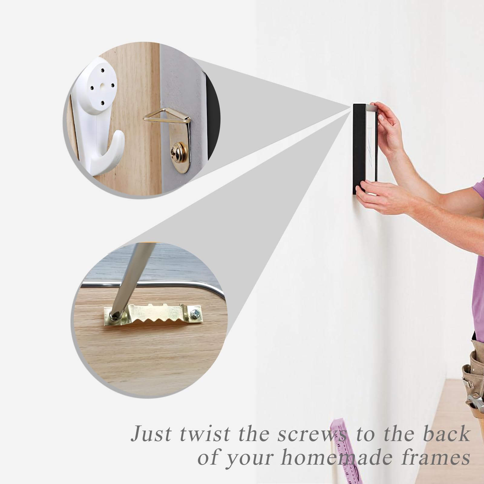 353PCS Picture Hanging Kit,Picture Hangers Heavy Duty Picture Hanging Hooks with Screws,Picture Frame Hooks Heavy Duty Picture Framing Supplies Kit for Picture Hanging(7 Types) — Amazon image 5