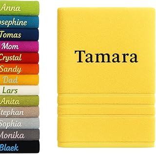 Pet-Jos Toalla de baño de algodón personalizable, color amarillo, 50 x 100 cm