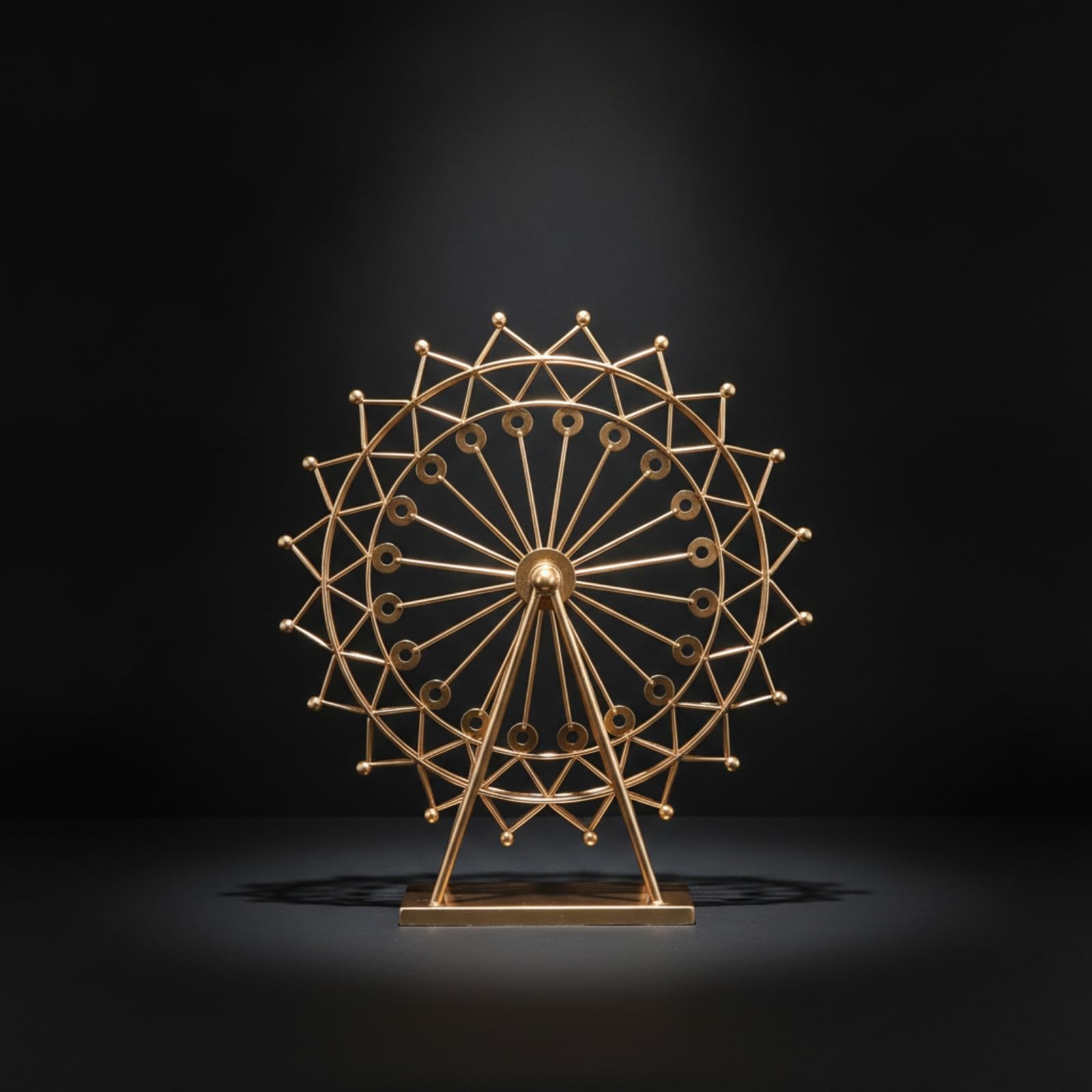 Ruota Panoramica Decorativa Scultura Ornamento Statua da Tavolo in Telaio Aperto E Cerchi Geometrici Base Rettangolare Stabile per Consolle Scaffali Ambienti Moderni Adatta a Salotto Ufficio