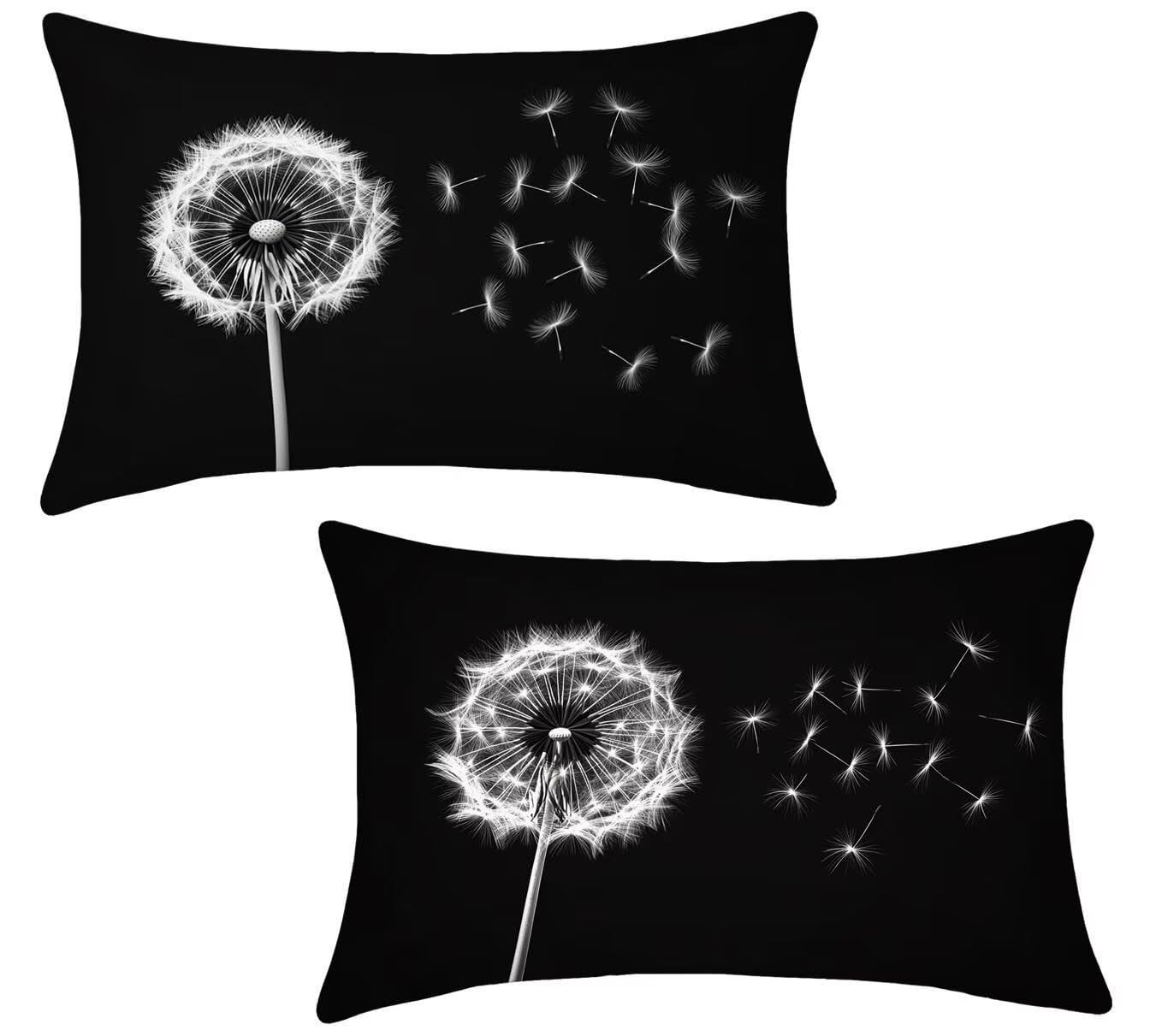 Cojin Impermeable 60x90 con Cremallera Oculta Juego de 2 Fundas Lino Negro Anti Manchas