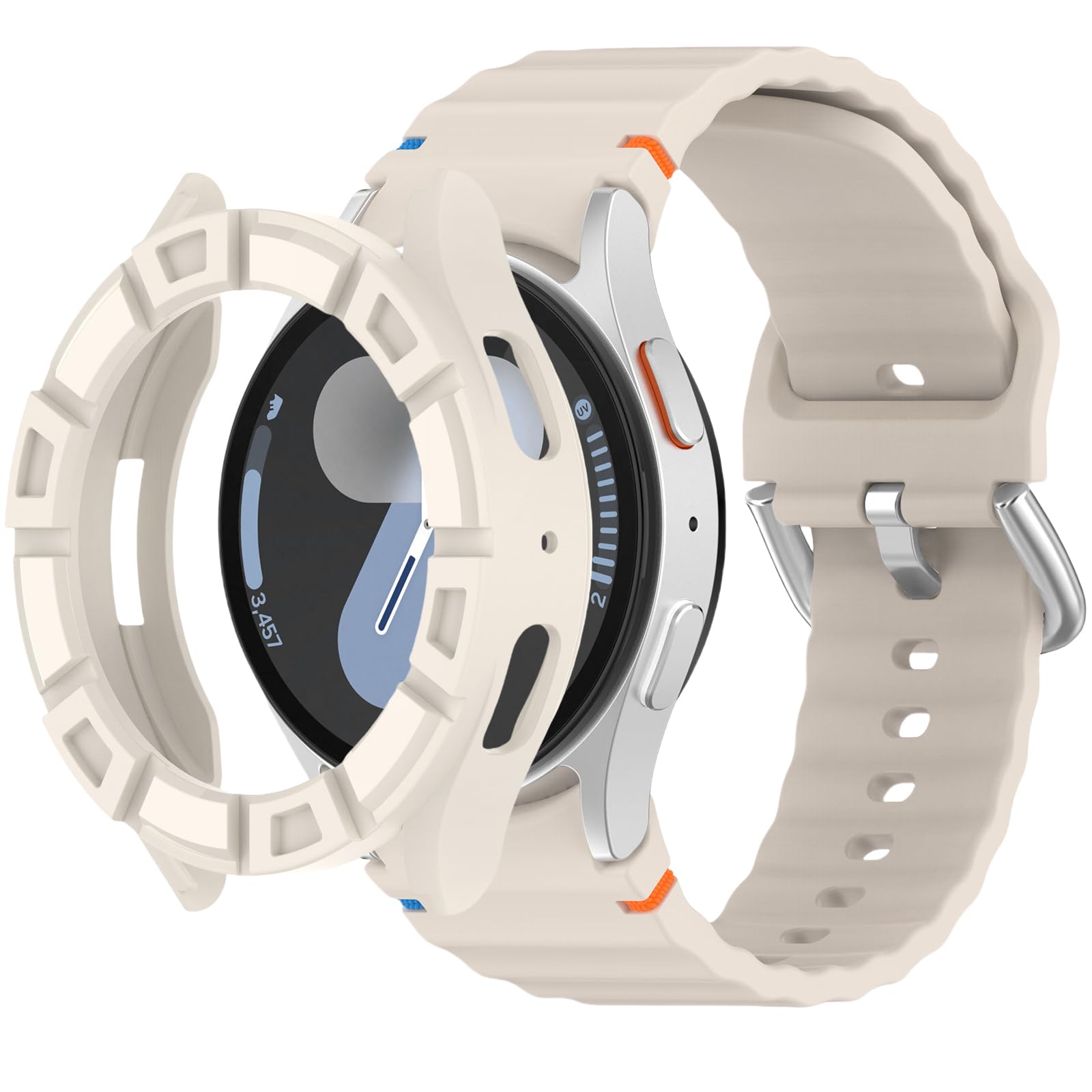 Compatible for Samsung Galaxy Watch 7 Band 40mm 44mm Watch Band with Case,Silicone Soft Sport Replacement Strap for Galaxy 7 Band Women Men-image-40