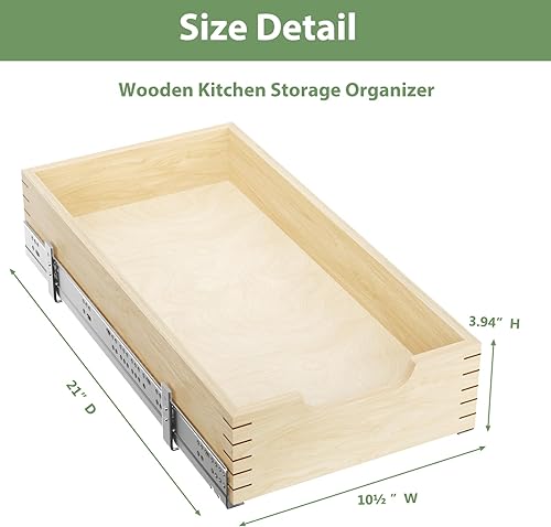 Miniatura 8 de LOVMOR Organizador de gabinete extraíble de 10.5 pulgadas de ancho x 21 pulgadas de profundidad, cajones de gabinete deslizantes con riel de