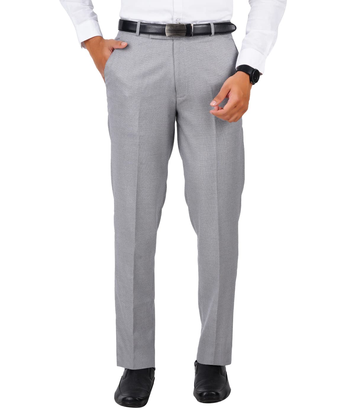McHenry Men's Wrinkle Free Stretchable Self Design Formal Regular Fit Trousers
