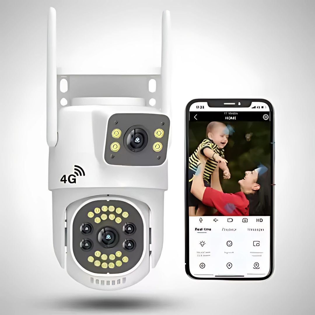 OneXsale 10MP 4G Wireless PTZ CCTV Camera | Dual 5MP Lens | 360° Pan & Tilt | Color Night Vision | AI Motion Alert | Waterproof Outdoor Security | Two-Way Audio | V380 Pro App