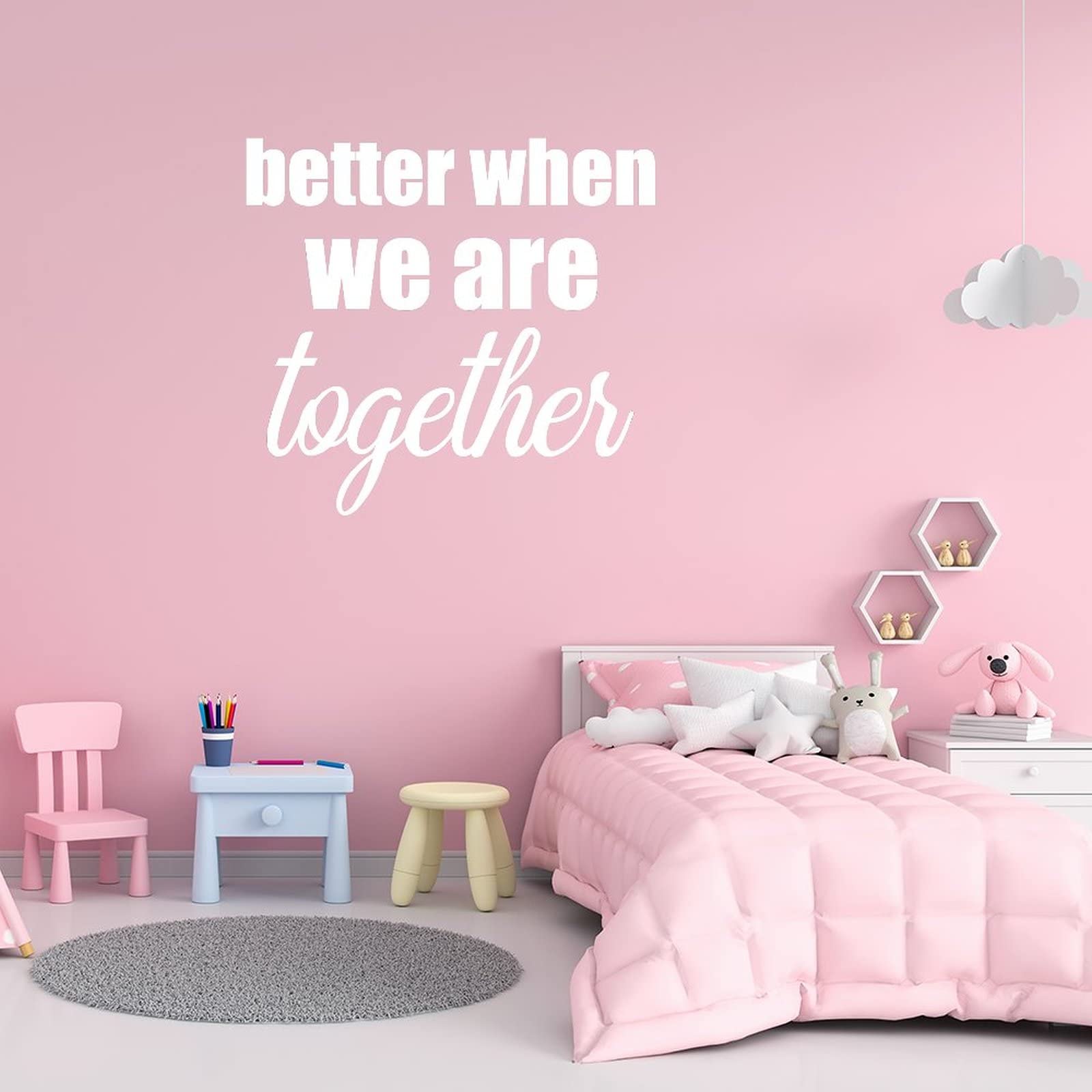 Better Together Vinyl Wall Decal – Inspirational Quote Decal For Bedroom, Living Room, Home Decor - View #2