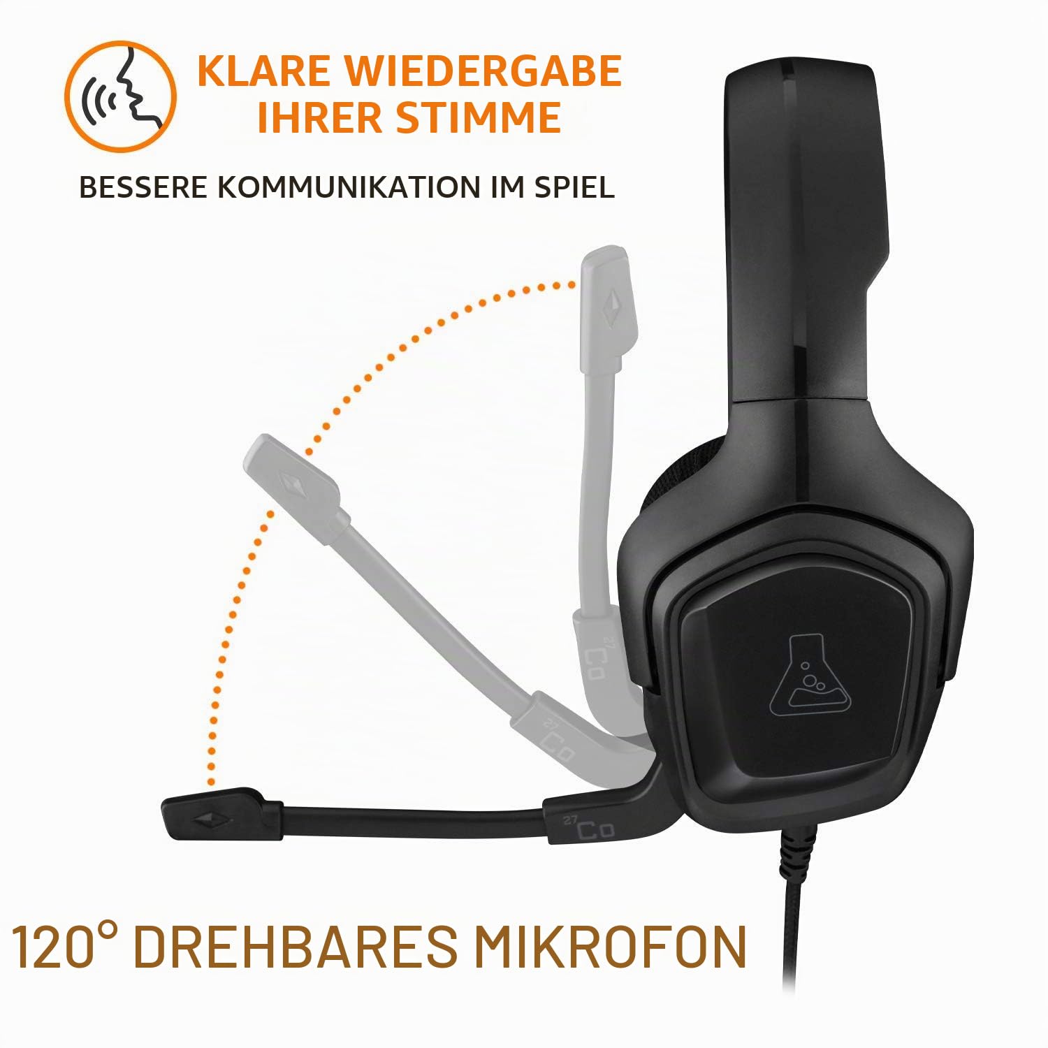 THE G-LAB Korp Cobalt Gaming Headset - Stereo Mikrofon, Ultraleicht, Ultra Bass Stereo Headset - 3,5 mm Klinke für PC PS4 PS5 Xbox One Mac Nintendo Switch Tablet Smartphone (Schwarz)