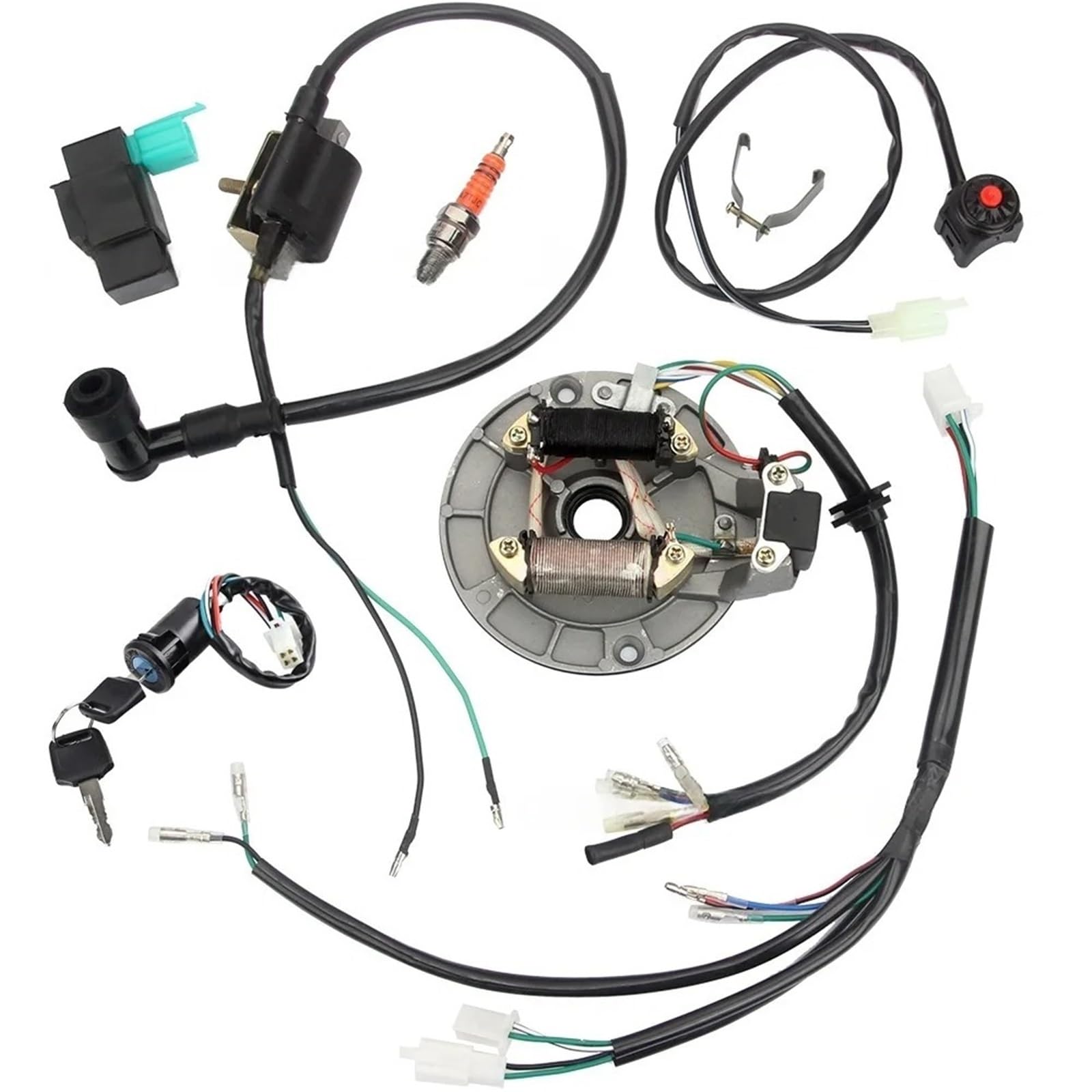 para Motos De Cross 50 70 110 125 Y 140 CC con Motor 4 Tiempos Bobina Encendido CDI A7TC Bujía Interruptor Apagado Arnés Cables Kit Magneto Bobina para Motores