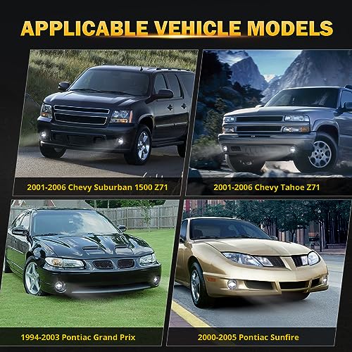 Image of Auxbeam LED Fog Lights Replacement for 2001 2002 2003 2004 2005 2006 Chevy Tahoe Z71, 2001-2006 Chevy Suburban 1500 Z71, 1994-2003 Pontiac Grand Prix, 2000-2005 Pontiac Sunfire, DOT Approved