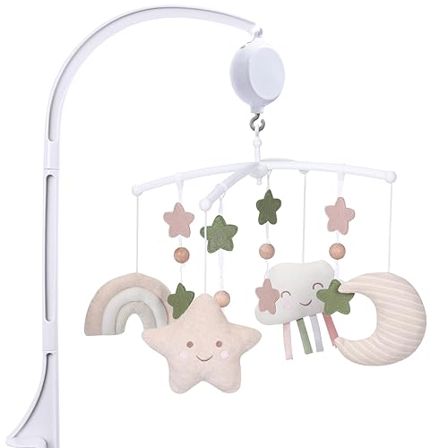 Crib Mobile 35 Lullaby Muisc, móviles de algodón para cunas y Pack N Play, fácil de instalar, juguetes colgantes de animales de peluche, niños y