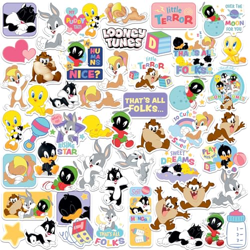 Looney Tunes Cute & Cuddly Collection 50ct Die Cut Vinyl Stickers Variety Pack – Cartoon Character...