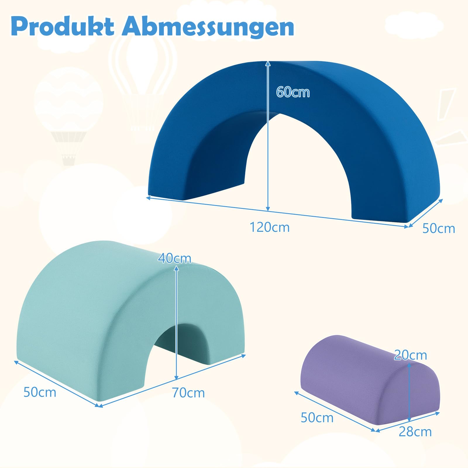 GOPLUS 3-TLG. Softbausteine, Großbausteine sind für Babys zum Klettern und Spielen geeigne, Schaumstoff Bausteine Kinderzimmer oder Spielzimmer